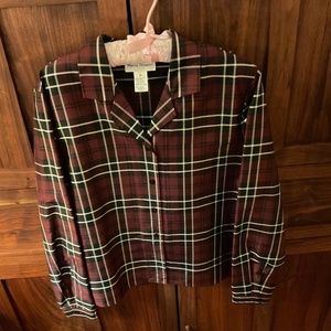 Vintage burgundy, black and white Rena Rowen silk taffeta blouse size 12